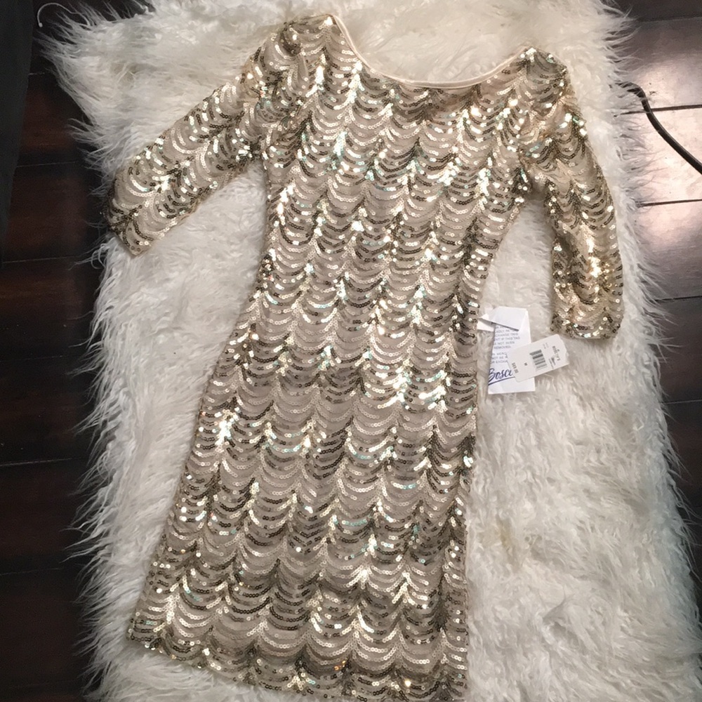 NWT Gold Sequin bodycon dress